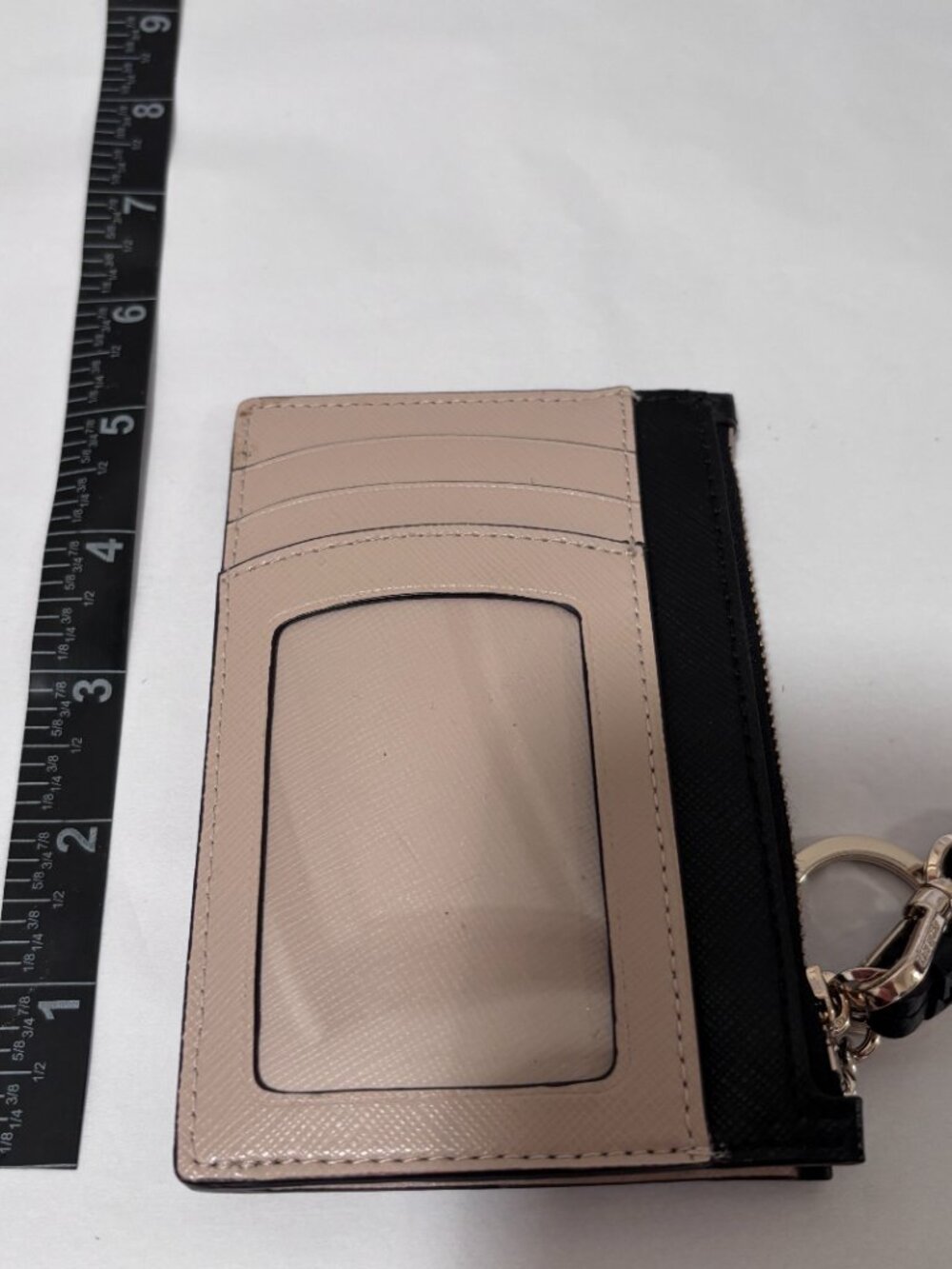 Kate Spade Spencer Cardholder Wristlet Warm Beige Black Saffiano Leather - Picture 4 of 4